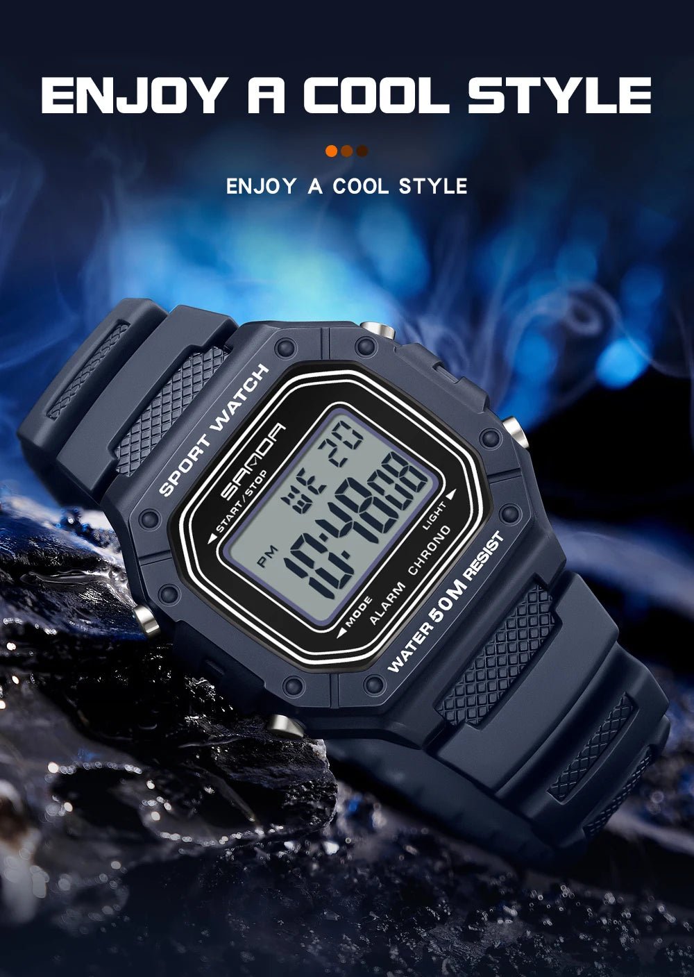 SANDA 2156 Fashion Mens Watch Military Water Resistant Sport Watches Army Big Dial Led Digital Wristwatches Stopwatches For Male - Checkouts USA