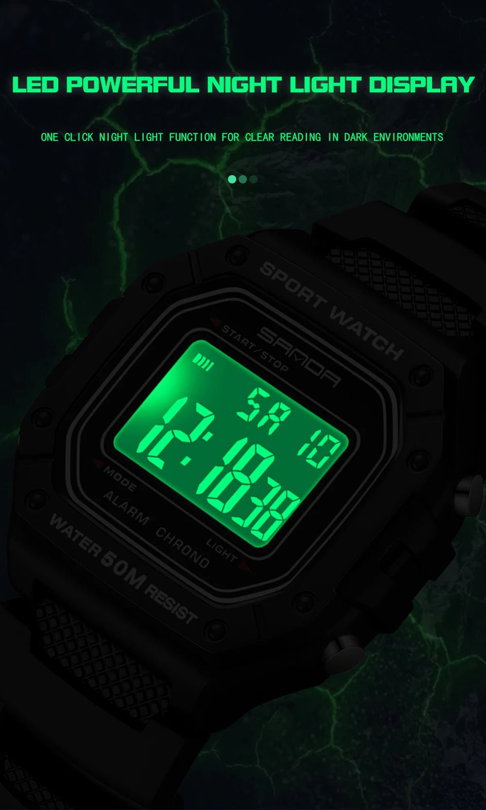 SANDA 2156 Fashion Mens Watch Military Water Resistant Sport Watches Army Big Dial Led Digital Wristwatches Stopwatches For Male - Checkouts USA