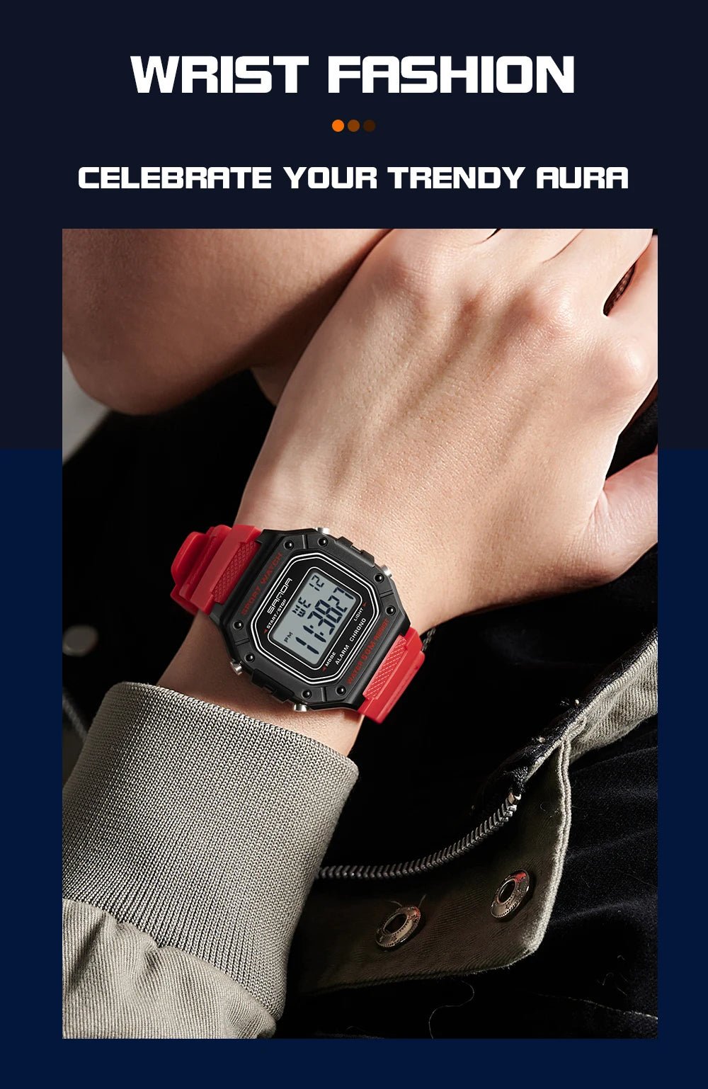 SANDA 2156 Fashion Mens Watch Military Water Resistant Sport Watches Army Big Dial Led Digital Wristwatches Stopwatches For Male - Checkouts USA
