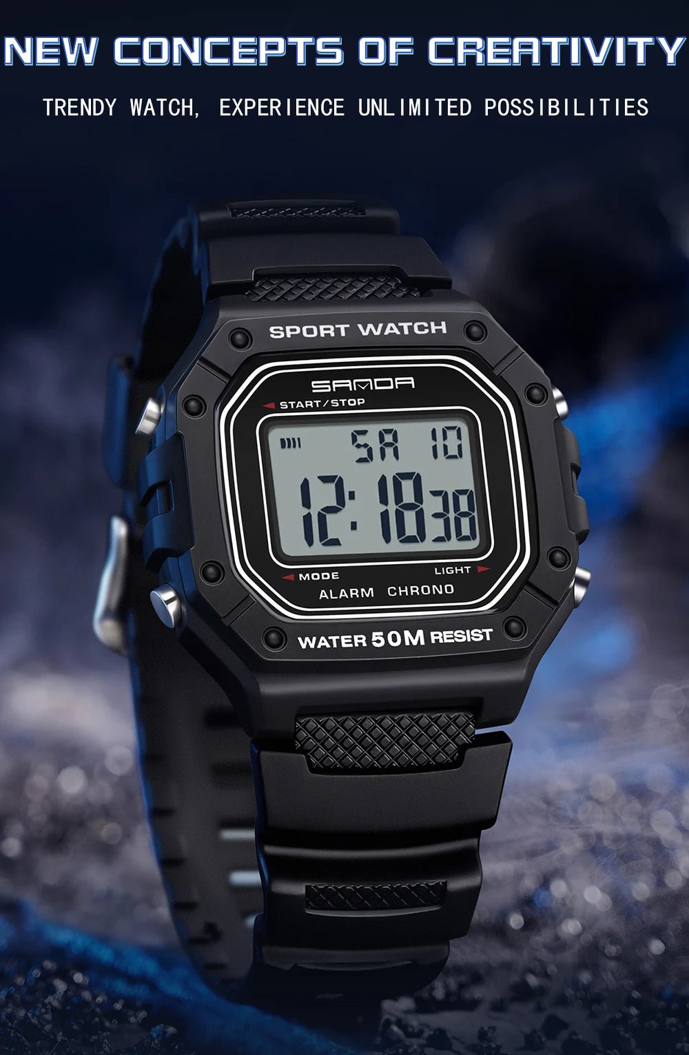 SANDA 2156 Fashion Mens Watch Military Water Resistant Sport Watches Army Big Dial Led Digital Wristwatches Stopwatches For Male - Checkouts USA
