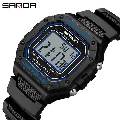 SANDA 2156 Fashion Mens Watch Military Water Resistant Sport Watches Army Big Dial Led Digital Wristwatches Stopwatches For Male - Checkouts USA