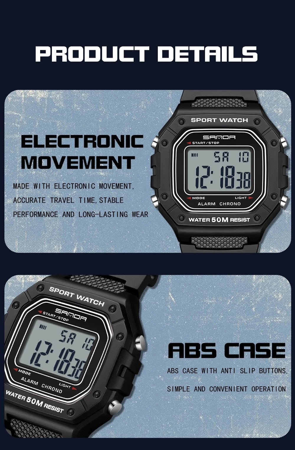 SANDA 2156 Fashion Mens Watch Military Water Resistant Sport Watches Army Big Dial Led Digital Wristwatches Stopwatches For Male - Checkouts USA