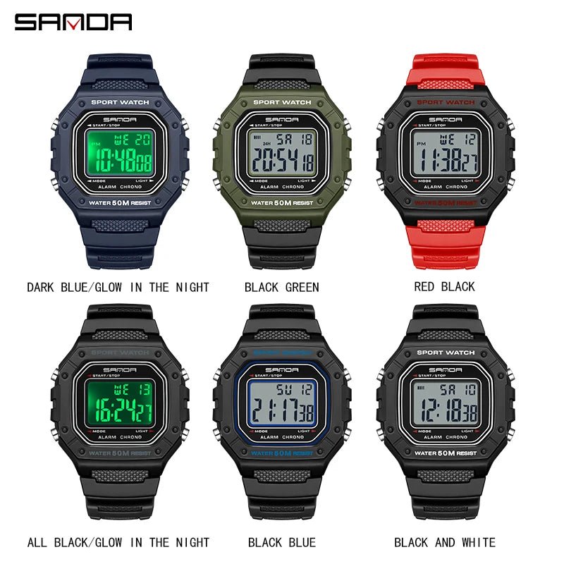 SANDA 2156 Fashion Mens Watch Military Water Resistant Sport Watches Army Big Dial Led Digital Wristwatches Stopwatches For Male - Checkouts USA