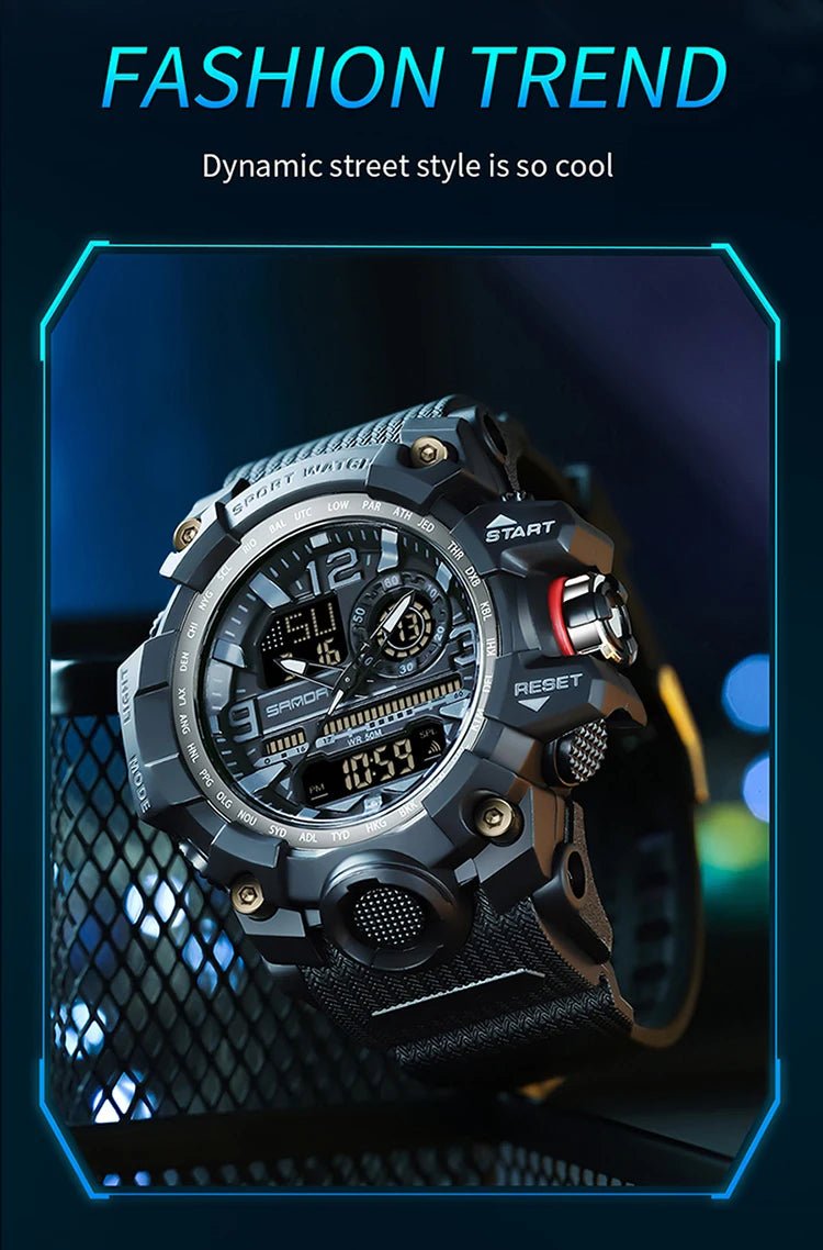 SANDA 3133 Week Day Display Digital Analog Watch Alarm Mode Teenager Student Electronic Wrist Clock Trendy Fashion Waterproof - Checkouts USA