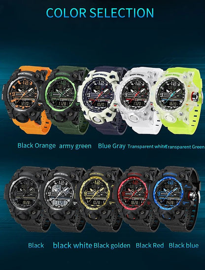 SANDA 3133 Week Day Display Digital Analog Watch Alarm Mode Teenager Student Electronic Wrist Clock Trendy Fashion Waterproof - Checkouts USA