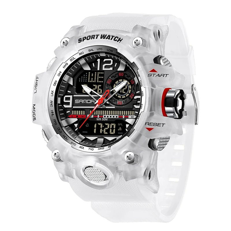 SANDA 3133 Week Day Display Digital Analog Watch Alarm Mode Teenager Student Electronic Wrist Clock Trendy Fashion Waterproof - Checkouts USA