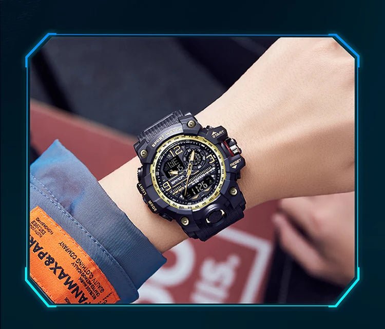 SANDA 3133 Week Day Display Digital Analog Watch Alarm Mode Teenager Student Electronic Wrist Clock Trendy Fashion Waterproof - Checkouts USA