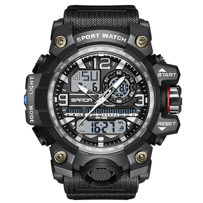 SANDA 3133 Week Day Display Digital Analog Watch Alarm Mode Teenager Student Electronic Wrist Clock Trendy Fashion Waterproof - Checkouts USA