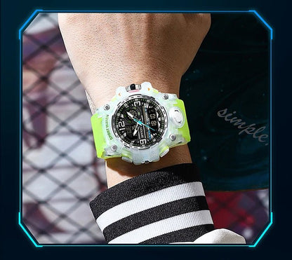 SANDA 3133 Week Day Display Digital Analog Watch Alarm Mode Teenager Student Electronic Wrist Clock Trendy Fashion Waterproof - Checkouts USA
