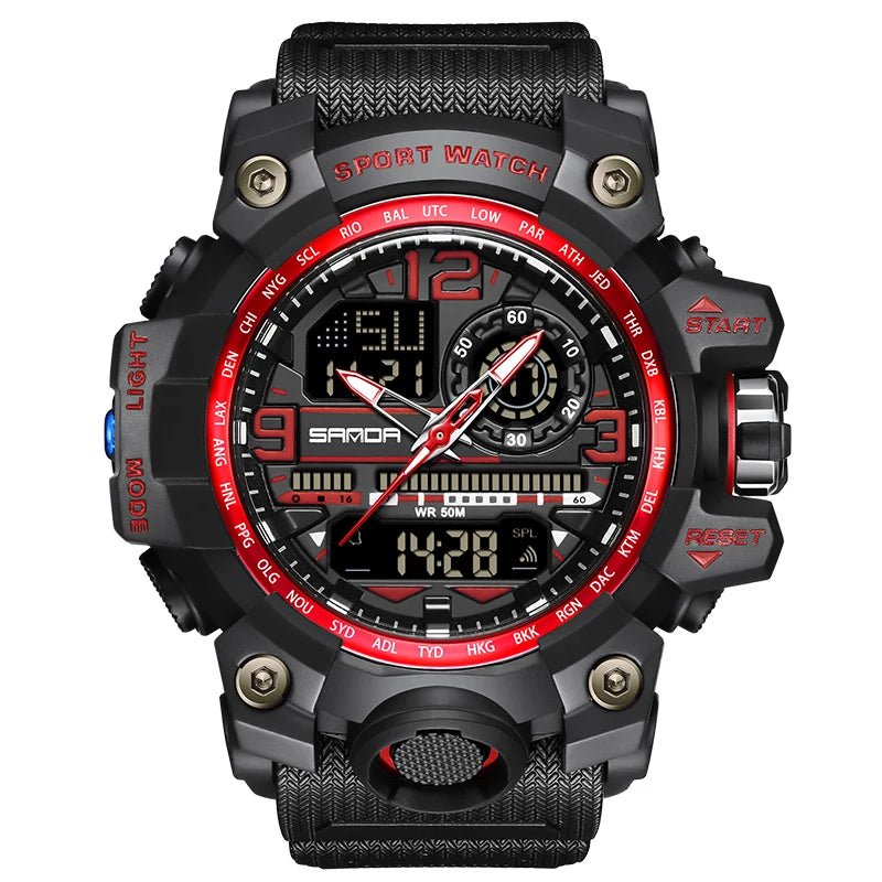 SANDA 3133 Week Day Display Digital Analog Watch Alarm Mode Teenager Student Electronic Wrist Clock Trendy Fashion Waterproof - Checkouts USA