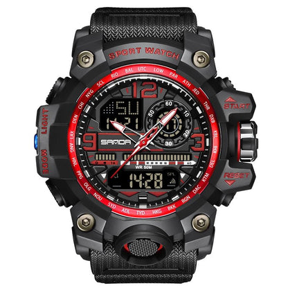 SANDA 3133 Week Day Display Digital Analog Watch Alarm Mode Teenager Student Electronic Wrist Clock Trendy Fashion Waterproof - Checkouts USA