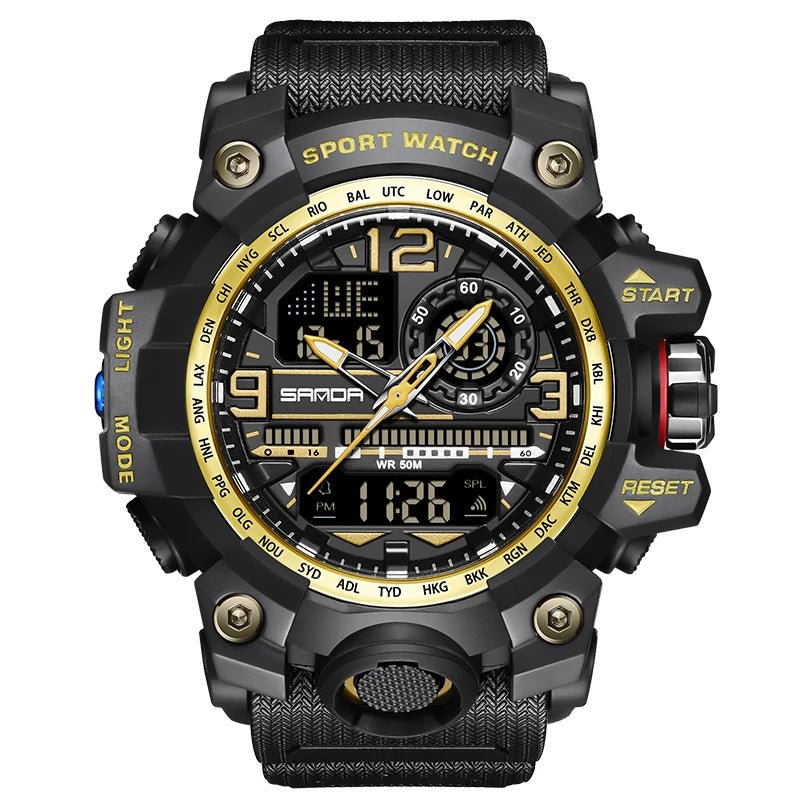 SANDA 3133 Week Day Display Digital Analog Watch Alarm Mode Teenager Student Electronic Wrist Clock Trendy Fashion Waterproof - Checkouts USA