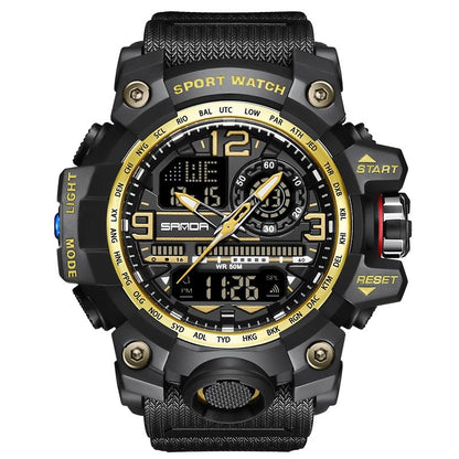 SANDA 3133 Week Day Display Digital Analog Watch Alarm Mode Teenager Student Electronic Wrist Clock Trendy Fashion Waterproof - Checkouts USA