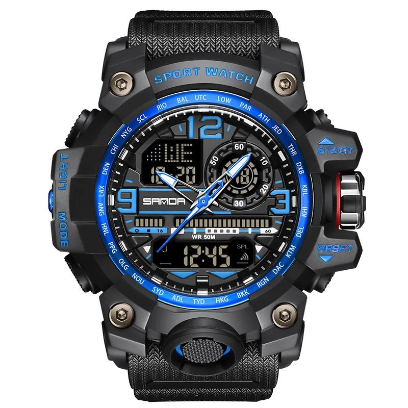 SANDA 3133 Week Day Display Digital Analog Watch Alarm Mode Teenager Student Electronic Wrist Clock Trendy Fashion Waterproof - Checkouts USA