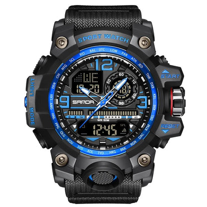 SANDA 3133 Week Day Display Digital Analog Watch Alarm Mode Teenager Student Electronic Wrist Clock Trendy Fashion Waterproof - Checkouts USA