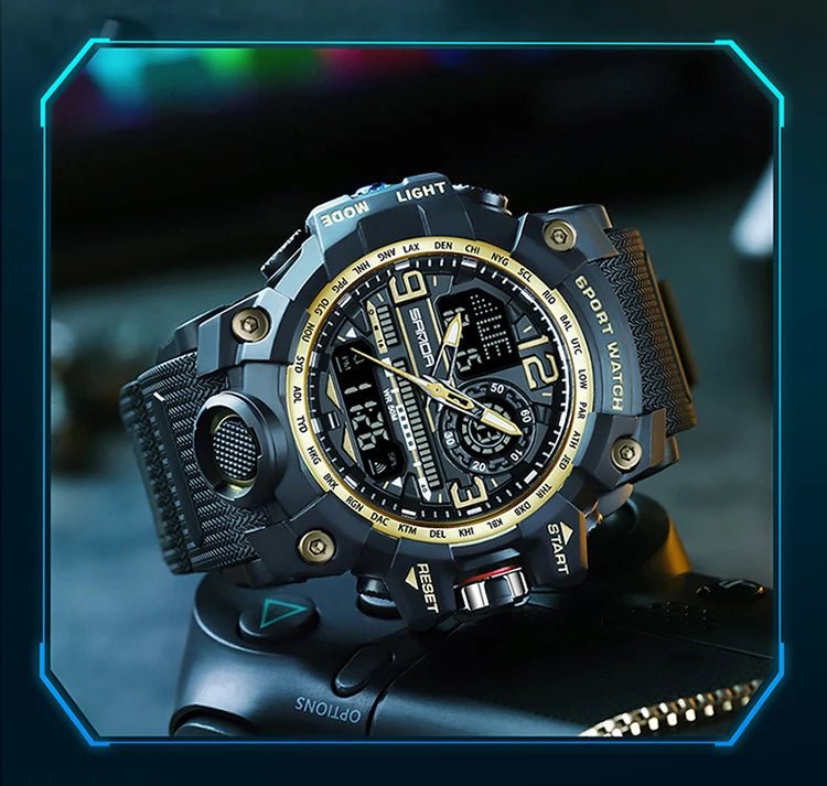 SANDA 3133 Week Day Display Digital Analog Watch Alarm Mode Teenager Student Electronic Wrist Clock Trendy Fashion Waterproof - Checkouts USA