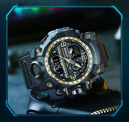 SANDA 3133 Week Day Display Digital Analog Watch Alarm Mode Teenager Student Electronic Wrist Clock Trendy Fashion Waterproof - Checkouts USA