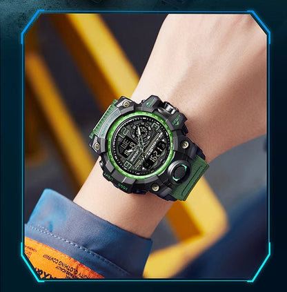 SANDA 3133 Week Day Display Digital Analog Watch Alarm Mode Teenager Student Electronic Wrist Clock Trendy Fashion Waterproof - Checkouts USA