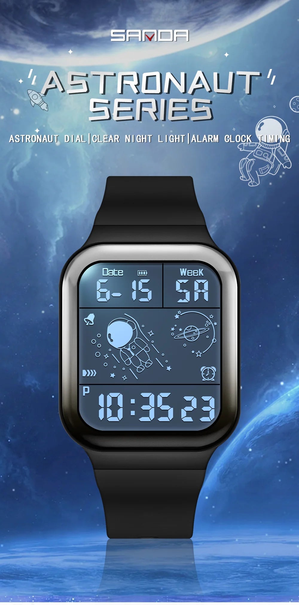 SANDA Brand Teenagers Student Watch Outdoor Sports LED Digital Timing Alarm Clock Calorie Waterproof Men's Lady Electronic Watch - Checkouts USA