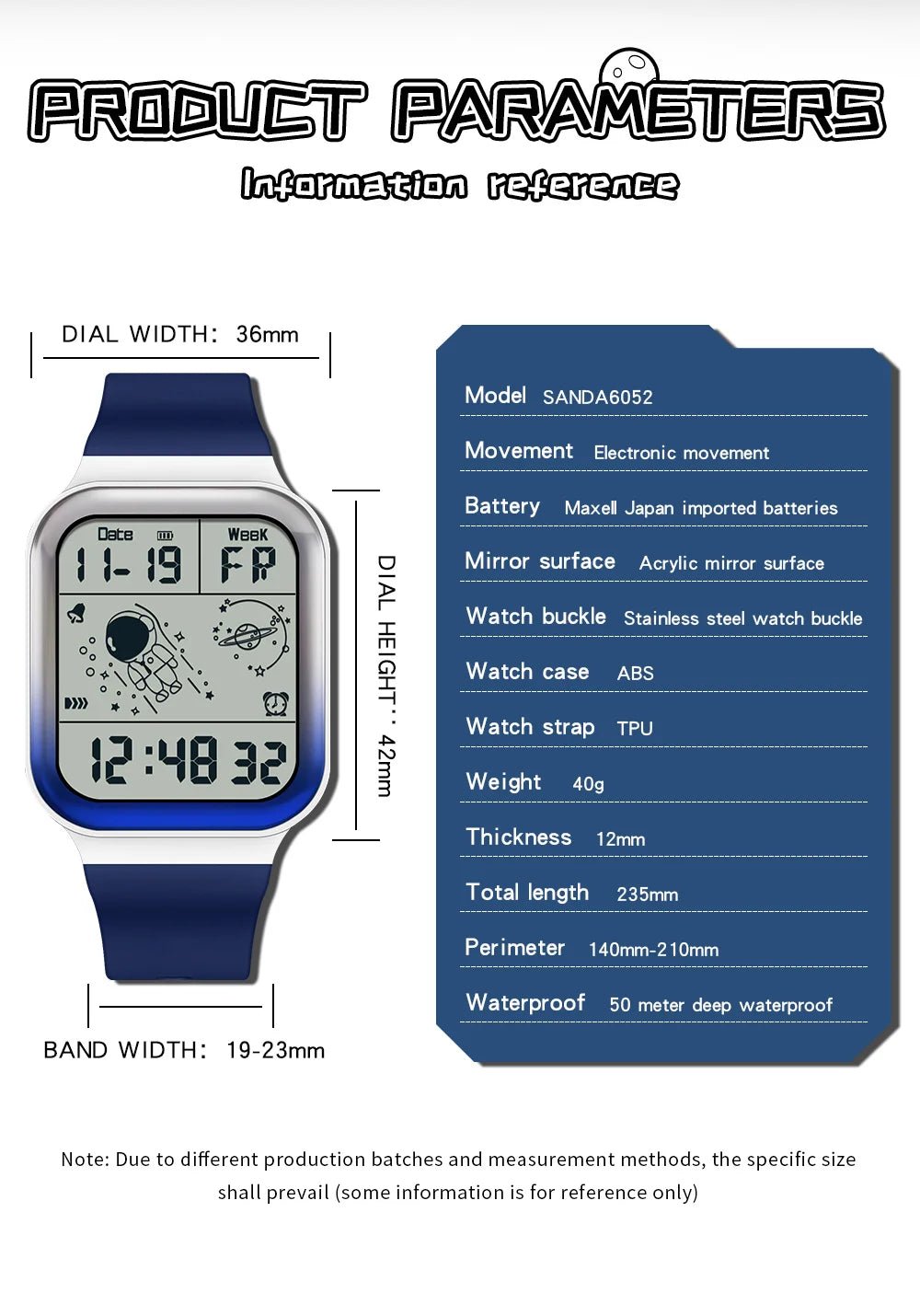 SANDA Brand Teenagers Student Watch Outdoor Sports LED Digital Timing Alarm Clock Calorie Waterproof Men's Lady Electronic Watch - Checkouts USA