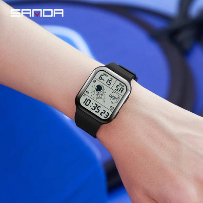 SANDA Brand Teenagers Student Watch Outdoor Sports LED Digital Timing Alarm Clock Calorie Waterproof Men's Lady Electronic Watch - Checkouts USA