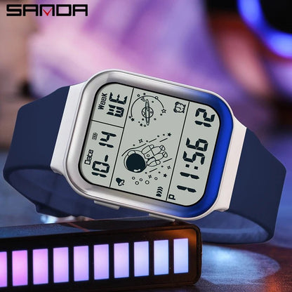 SANDA Brand Teenagers Student Watch Outdoor Sports LED Digital Timing Alarm Clock Calorie Waterproof Men's Lady Electronic Watch - Checkouts USA