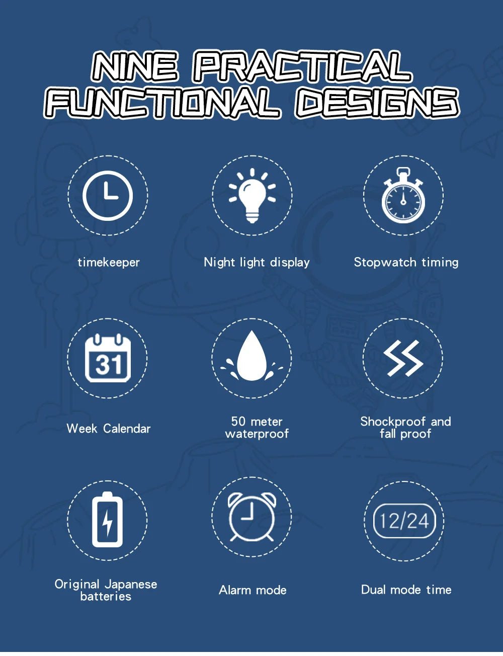 SANDA Brand Teenagers Student Watch Outdoor Sports LED Digital Timing Alarm Clock Calorie Waterproof Men's Lady Electronic Watch - Checkouts USA