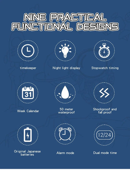 SANDA Brand Teenagers Student Watch Outdoor Sports LED Digital Timing Alarm Clock Calorie Waterproof Men's Lady Electronic Watch - Checkouts USA