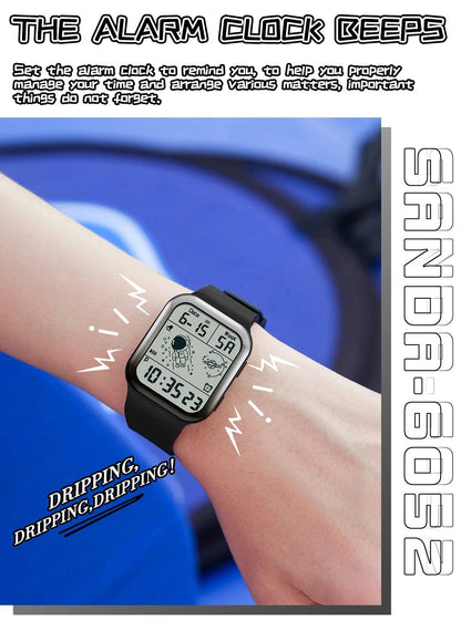SANDA Brand Teenagers Student Watch Outdoor Sports LED Digital Timing Alarm Clock Calorie Waterproof Men's Lady Electronic Watch - Checkouts USA