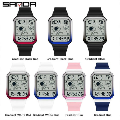 SANDA Brand Teenagers Student Watch Outdoor Sports LED Digital Timing Alarm Clock Calorie Waterproof Men's Lady Electronic Watch - Checkouts USA