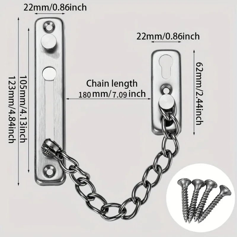 Security Door Sliding Chain Lock 304 Stainless Steel Security Anti - theft Door Chain Latch Buckle Guard Door Hardware - Checkouts USA