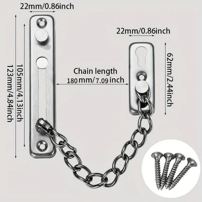 Security Door Sliding Chain Lock 304 Stainless Steel Security Anti - theft Door Chain Latch Buckle Guard Door Hardware - Checkouts USA