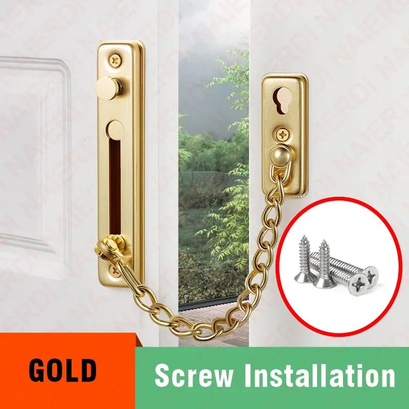 Security Door Sliding Chain Lock 304 Stainless Steel Security Anti - theft Door Chain Latch Buckle Guard Door Hardware - Checkouts USA
