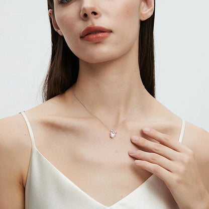 Seulement Natural Freshwater Non - Nucleated Pearl Necklace Female 925 Sterling Silver Bow Pendant Chain Sweet Jewelry Accessories - Checkouts USA