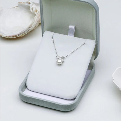 Seulement Natural Freshwater Non - Nucleated Pearl Necklace Female 925 Sterling Silver Bow Pendant Chain Sweet Jewelry Accessories - Checkouts USA