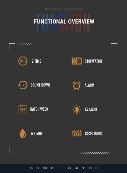 SKMEI Alarm Clock Sport Digital Wristwatches For Men Women Waterproof Date Electronic Watches Chrono Military Watch Reloj Hombre - Checkouts USA