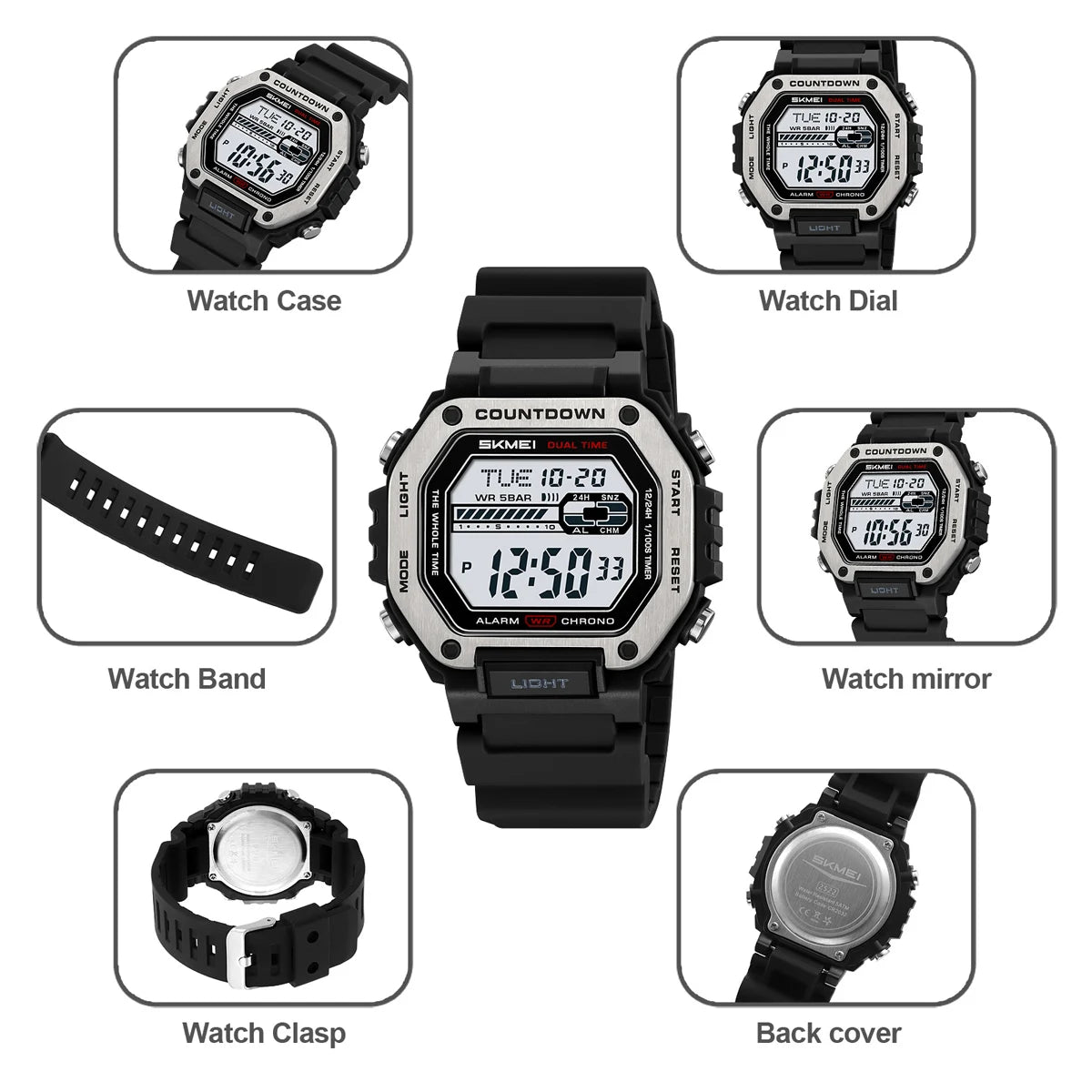 SKMEI Alarm Clock Sport Digital Wristwatches For Men Women Waterproof Date Electronic Watches Chrono Military Watch Reloj Hombre - Checkouts USA