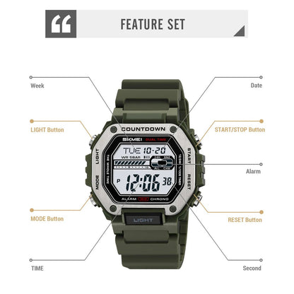 SKMEI Alarm Clock Sport Digital Wristwatches For Men Women Waterproof Date Electronic Watches Chrono Military Watch Reloj Hombre - Checkouts USA