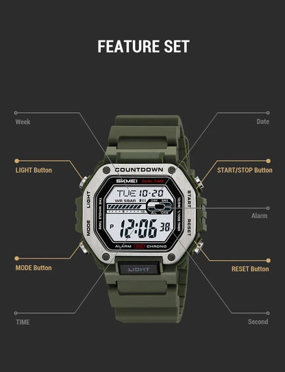 SKMEI Alarm Clock Sport Digital Wristwatches For Men Women Waterproof Date Electronic Watches Chrono Military Watch Reloj Hombre - Checkouts USA
