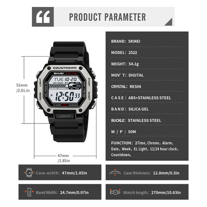 SKMEI Alarm Clock Sport Digital Wristwatches For Men Women Waterproof Date Electronic Watches Chrono Military Watch Reloj Hombre - Checkouts USA