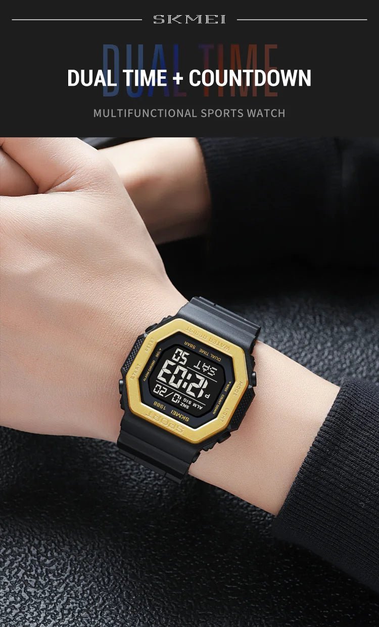 SKMEI Fashion Sports Digital Watch For Men Women 5Bar Waterproof Countdown Chrono Military Wristwatch and Bracelet Reloj Hombre - Checkouts USA