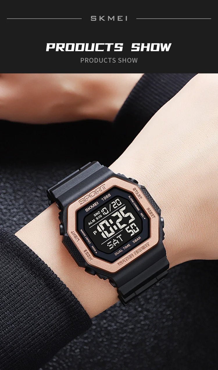 SKMEI Fashion Sports Digital Watch For Men Women 5Bar Waterproof Countdown Chrono Military Wristwatch and Bracelet Reloj Hombre - Checkouts USA