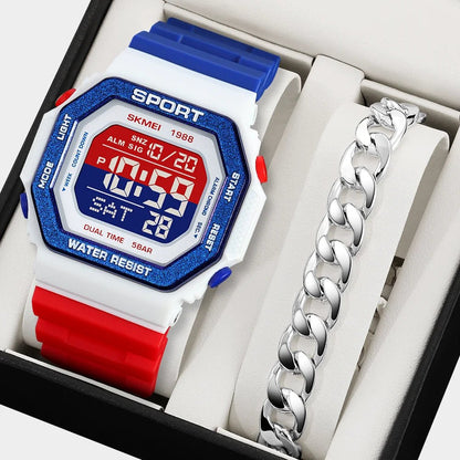 SKMEI Fashion Sports Digital Watch For Men Women 5Bar Waterproof Countdown Chrono Military Wristwatch and Bracelet Reloj Hombre - Checkouts USA