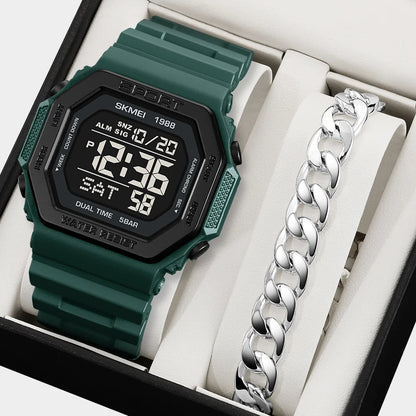 SKMEI Fashion Sports Digital Watch For Men Women 5Bar Waterproof Countdown Chrono Military Wristwatch and Bracelet Reloj Hombre - Checkouts USA