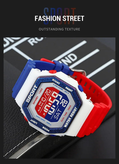SKMEI Fashion Sports Digital Watch For Men Women 5Bar Waterproof Countdown Chrono Military Wristwatch and Bracelet Reloj Hombre - Checkouts USA
