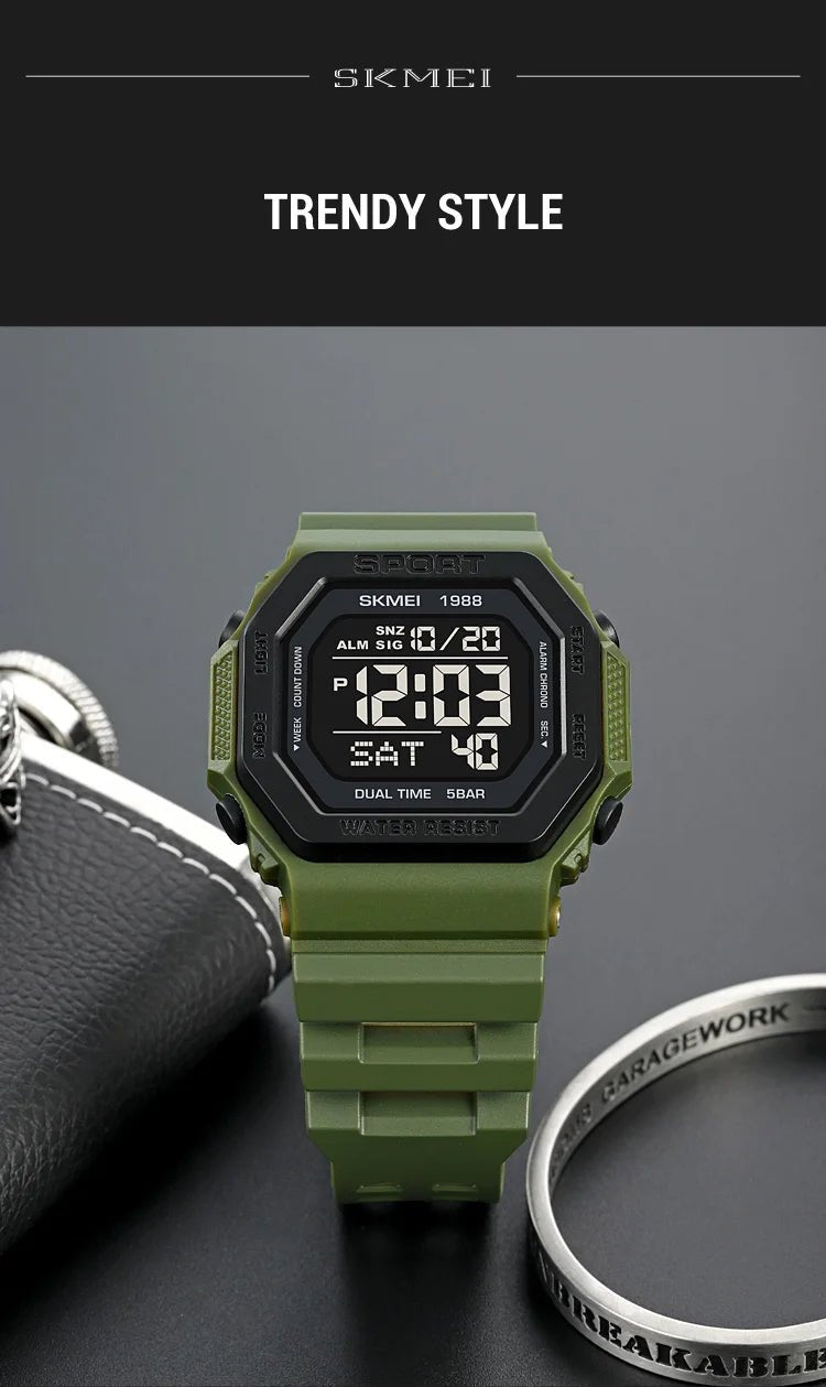 SKMEI Fashion Sports Digital Watch For Men Women 5Bar Waterproof Countdown Chrono Military Wristwatch and Bracelet Reloj Hombre - Checkouts USA