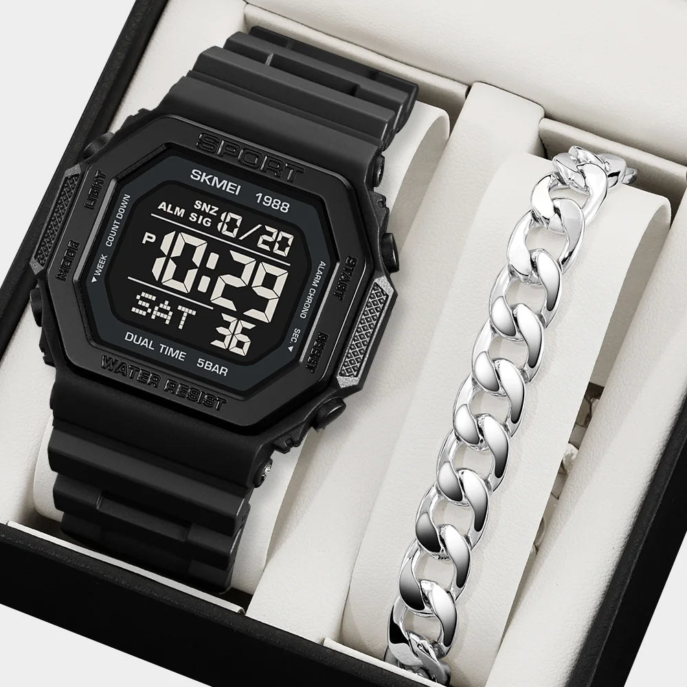 SKMEI Fashion Sports Digital Watch For Men Women 5Bar Waterproof Countdown Chrono Military Wristwatch and Bracelet Reloj Hombre - Checkouts USA