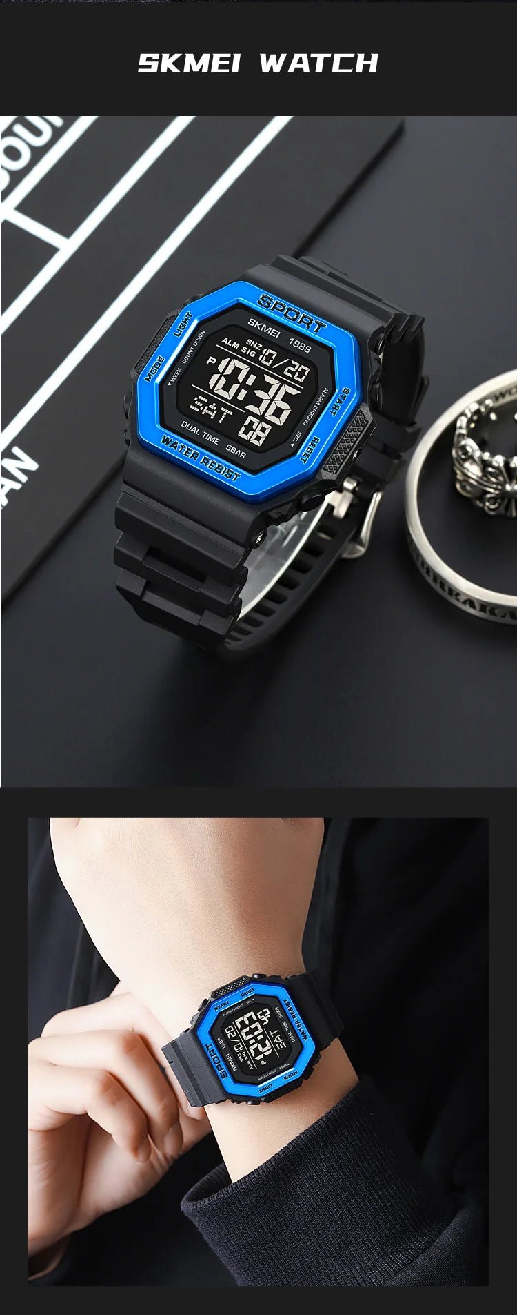 SKMEI Fashion Sports Digital Watch For Men Women 5Bar Waterproof Countdown Chrono Military Wristwatch and Bracelet Reloj Hombre - Checkouts USA