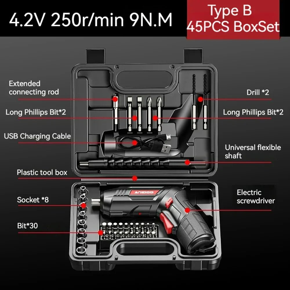 Small And Powerful Battery Screwdriver Rechargeable 4.2V 6Nm 1300mAh 250rpm Screwdrivers Electric Screw Driver Screwdriver Set - Checkouts USA
