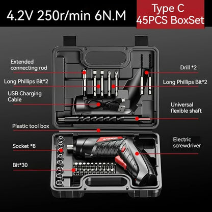 Small And Powerful Battery Screwdriver Rechargeable 4.2V 6Nm 1300mAh 250rpm Screwdrivers Electric Screw Driver Screwdriver Set - Checkouts USA